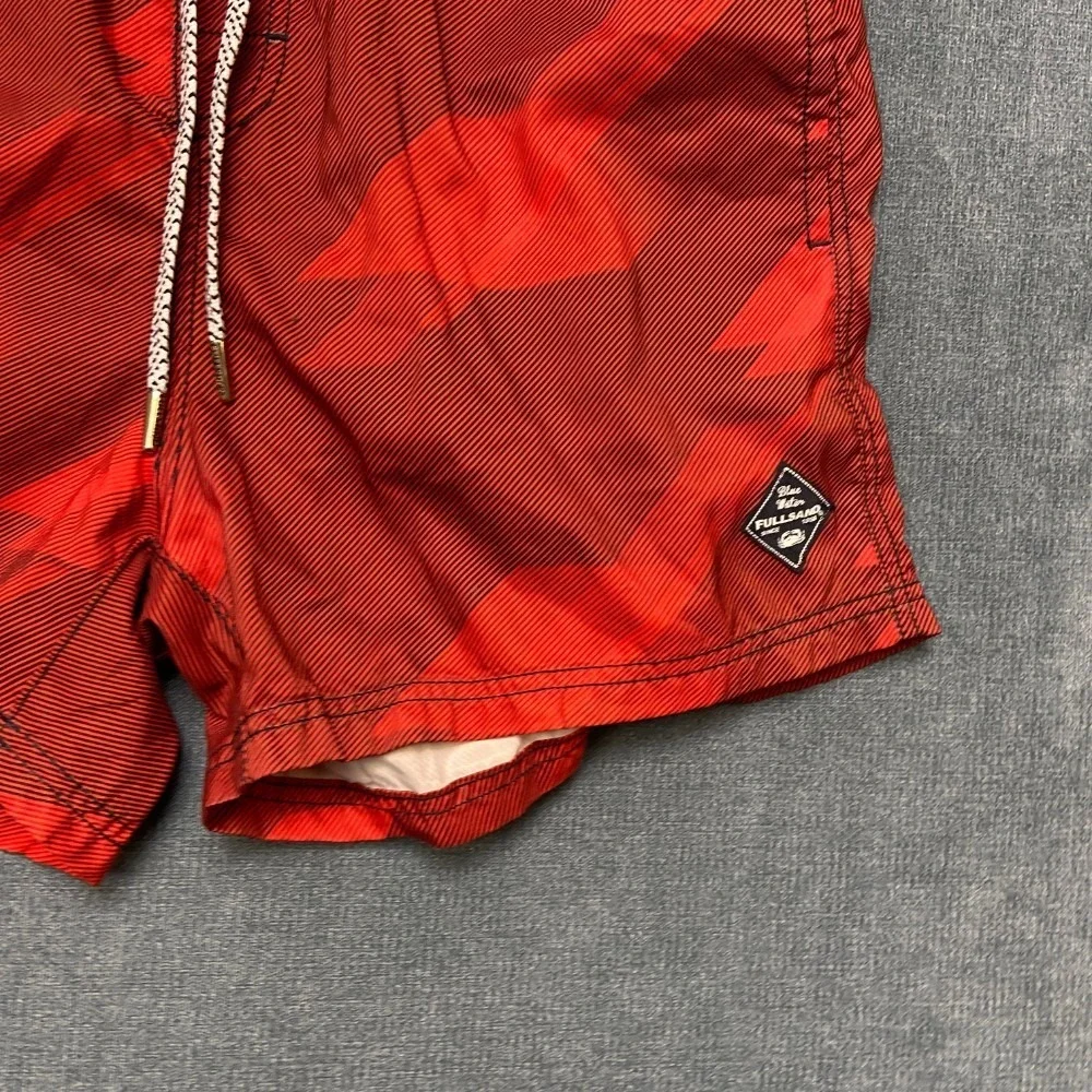 FullSand Swim Shorts Mens Large Red Drawstring Waist Mesh Lined Swimwear Outdoor